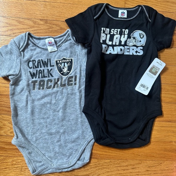 Raiders Baby One Piece Set - Gray and Black - Picture 1 of 3